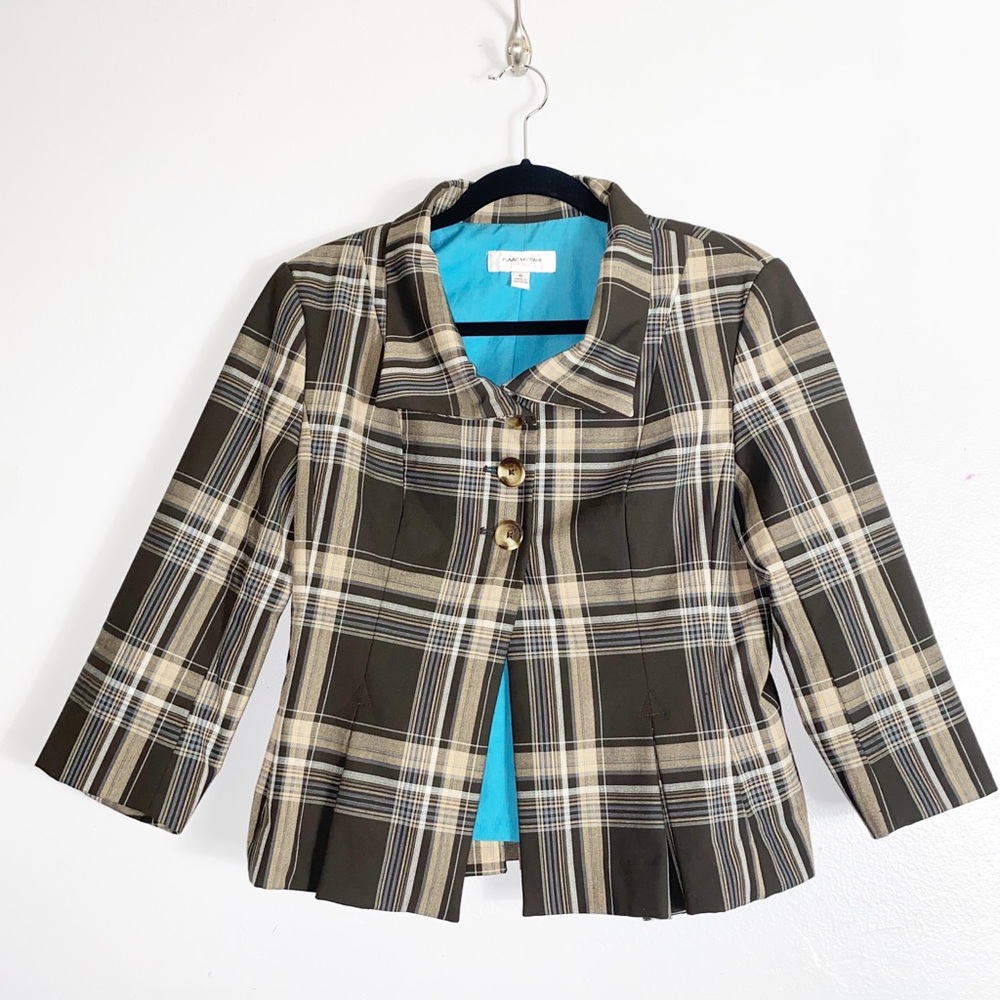 Isaac Mizrahi Women Plaid Blazer Size 8